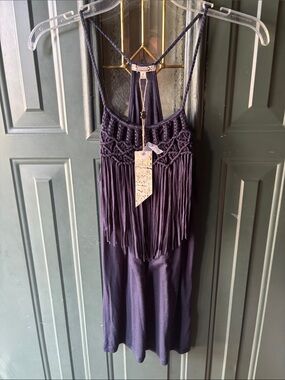 gimmicks by BKE Navy Fringe Midi Dress